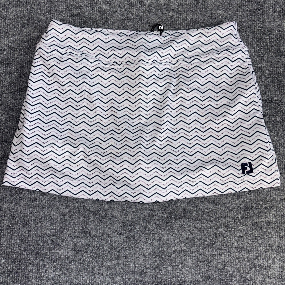 FootJoy Girls Skort Chevron Dot Print Navy White Pink Youth Medium 33502 NEW - Picture 3 of 3